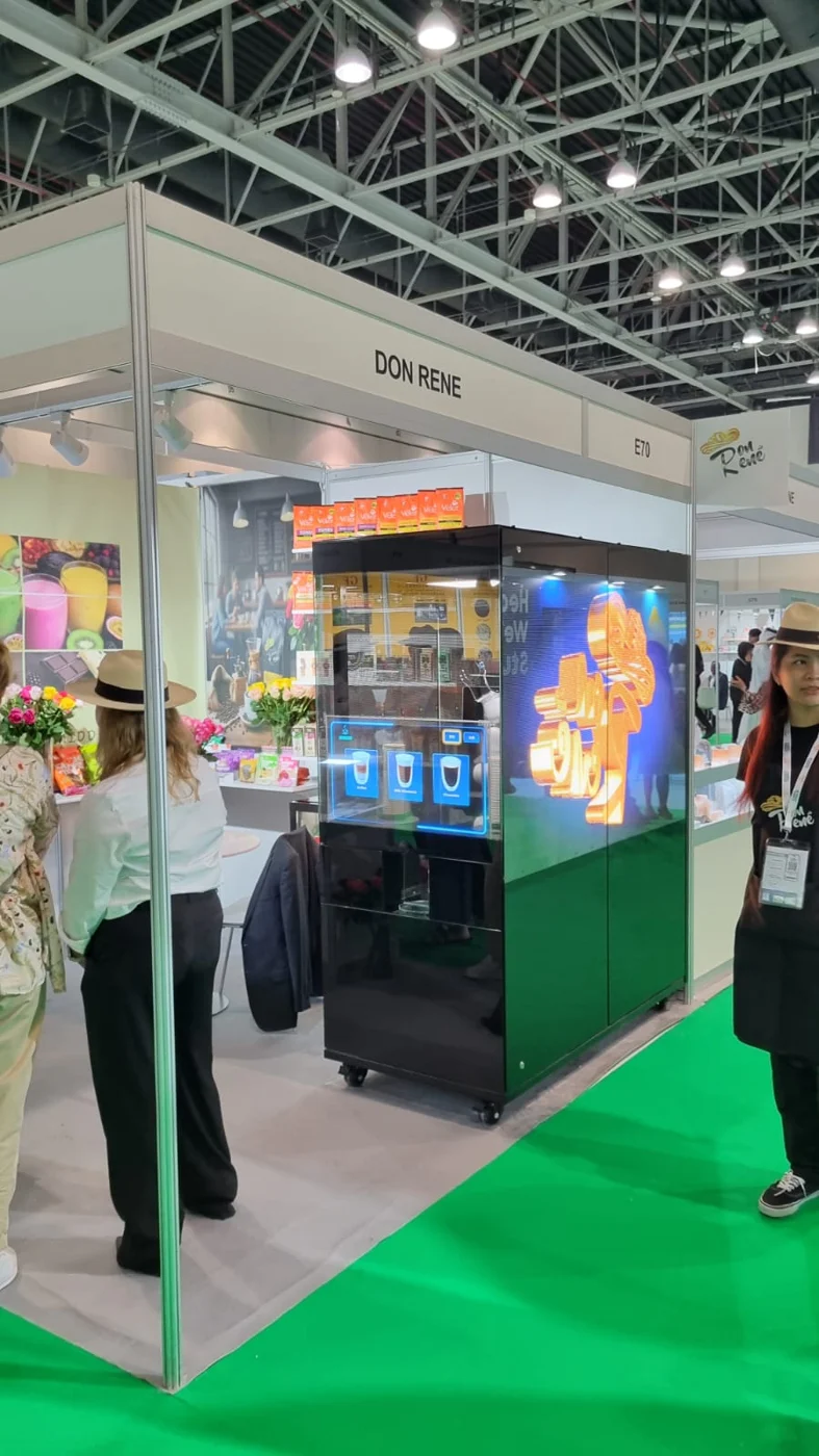 Brio operating with its LED display at an exhibition stand