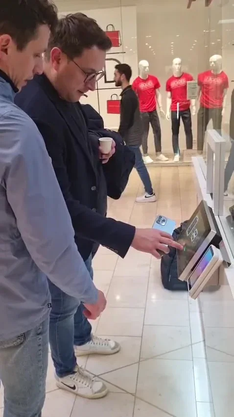 A guest using Cafe Xbot Grande’s ordering screen